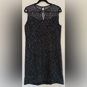 St. John Black and Metallic Colorful Sequin Embellished Mini Dress Size 10